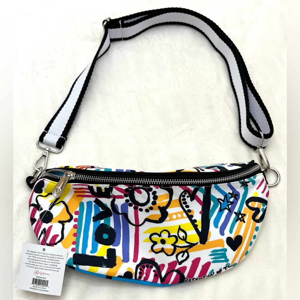 Brighton Graffiti Crossbody Belt Bag NWT – Colorful 70s-Inspired Print Clancy